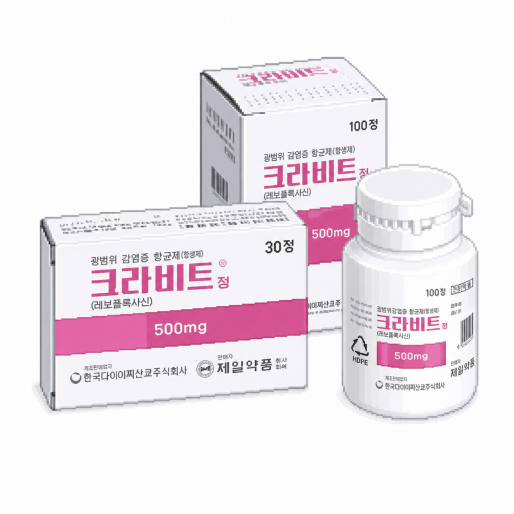 레보플록사신이 호흡기 감염과 일부 녹농균 관련 감염에서 사용될 수 있는 항생제라는 이미지